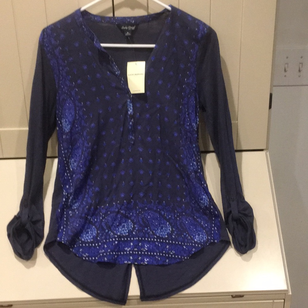 NWT Lucky Brand Blue Shirt with slit in the back